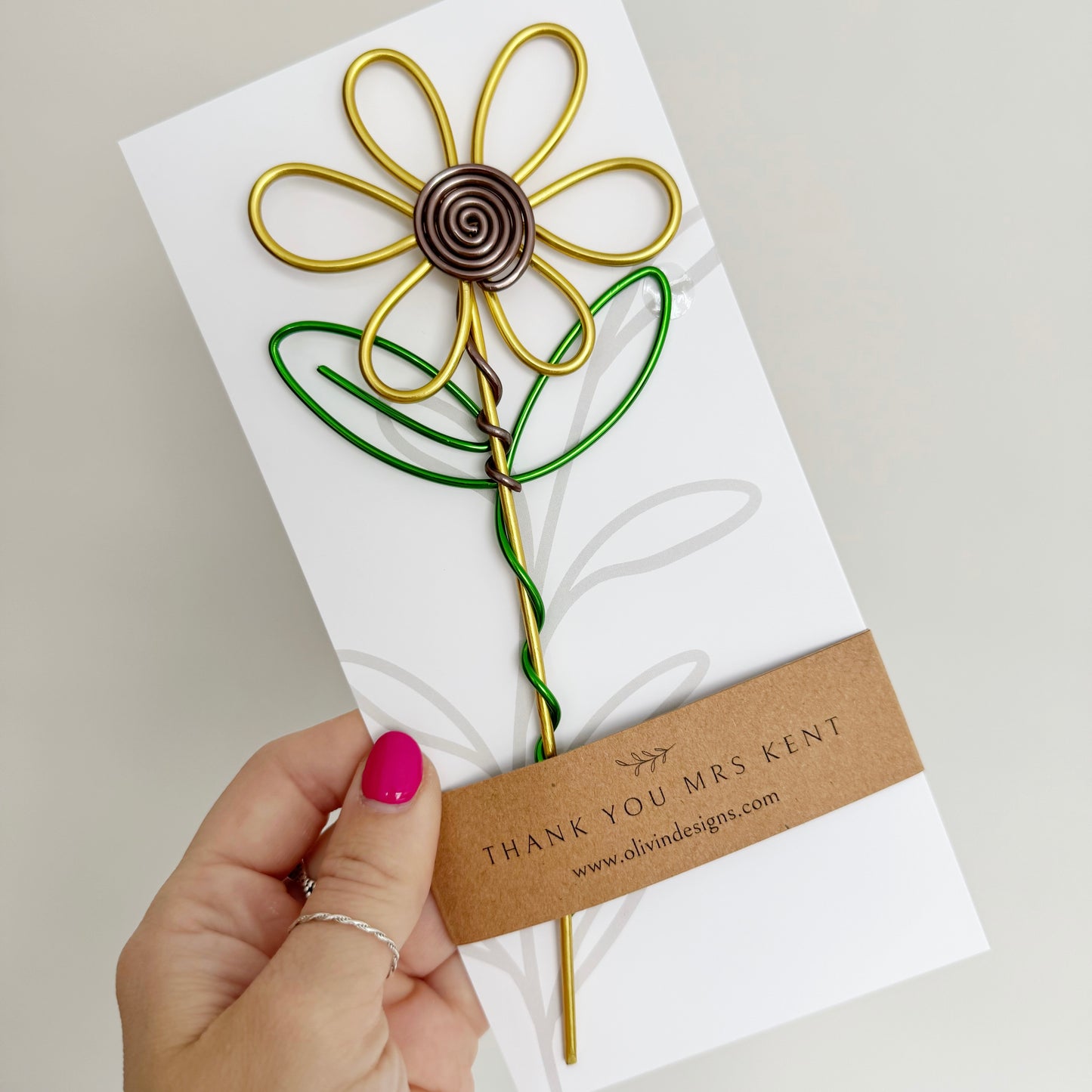 Personalised Teacher Sunflower - Teacher Gift - Wire Flower - Gift For Her - Forever Flowers - Letterbox Flowers - Teacher Thank You Gift