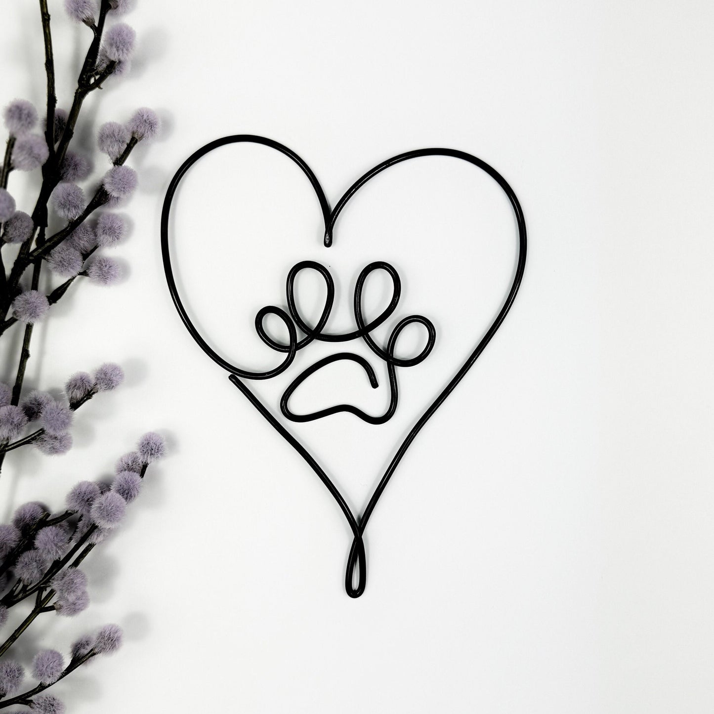 Pawprint Heart Wire Sign
