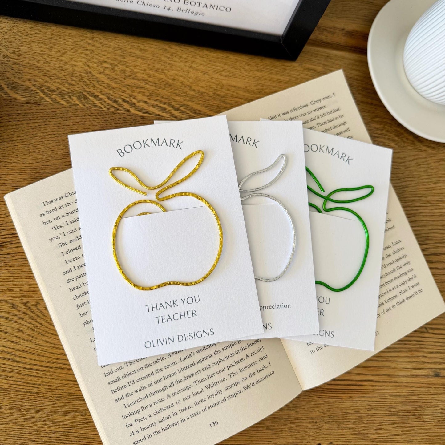 Apple Teacher Bookmark Hammered Wire