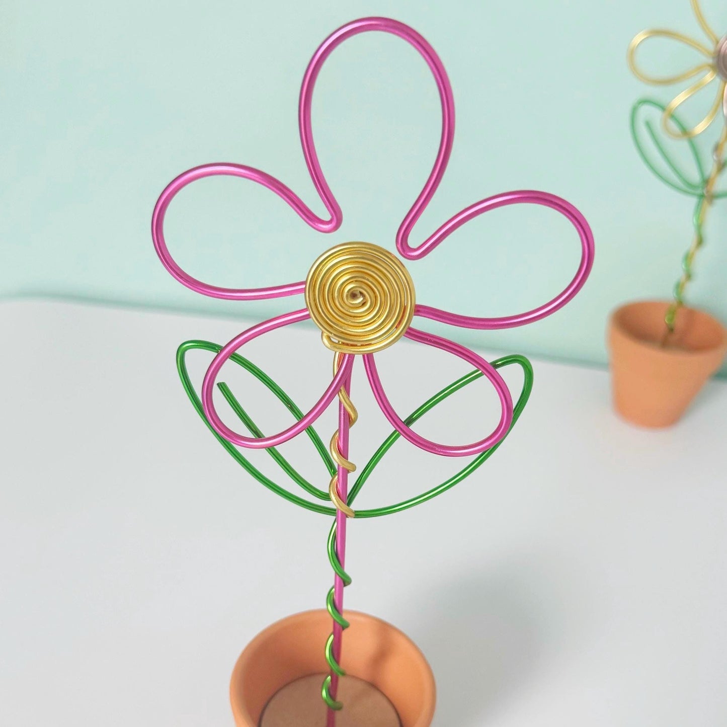 Pink Daisy in Terracotta Pot - Wire Forever Flowers - Teacher Gift - Flowers that last forever - Teacher thank you gift