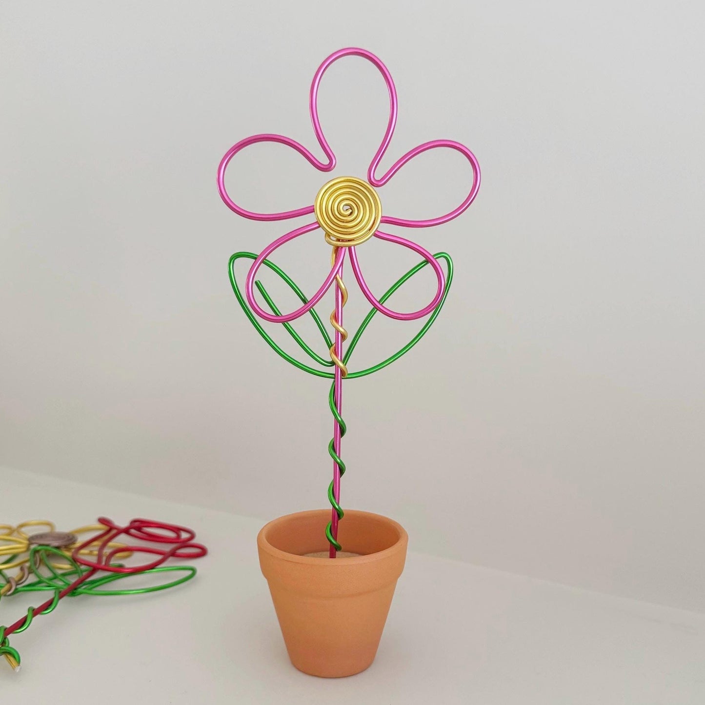 Pink Daisy in Terracotta Pot - Wire Forever Flowers - Teacher Gift - Flowers that last forever - Teacher thank you gift