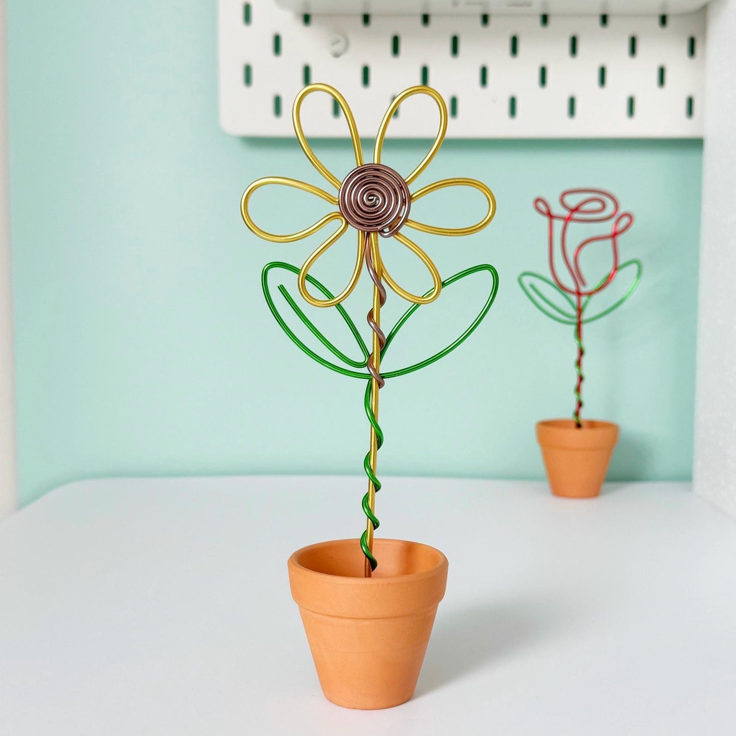 Wire Sunflower in Terracotta Pot - Forever Flowers - Teacher Gift - Flowers that last forever - Teacher appreciation gift
