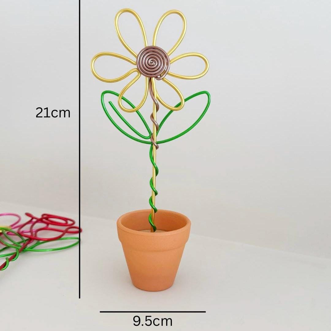 Wire Sunflower in Terracotta Pot - Forever Flowers - Teacher Gift - Flowers that last forever - Teacher appreciation gift