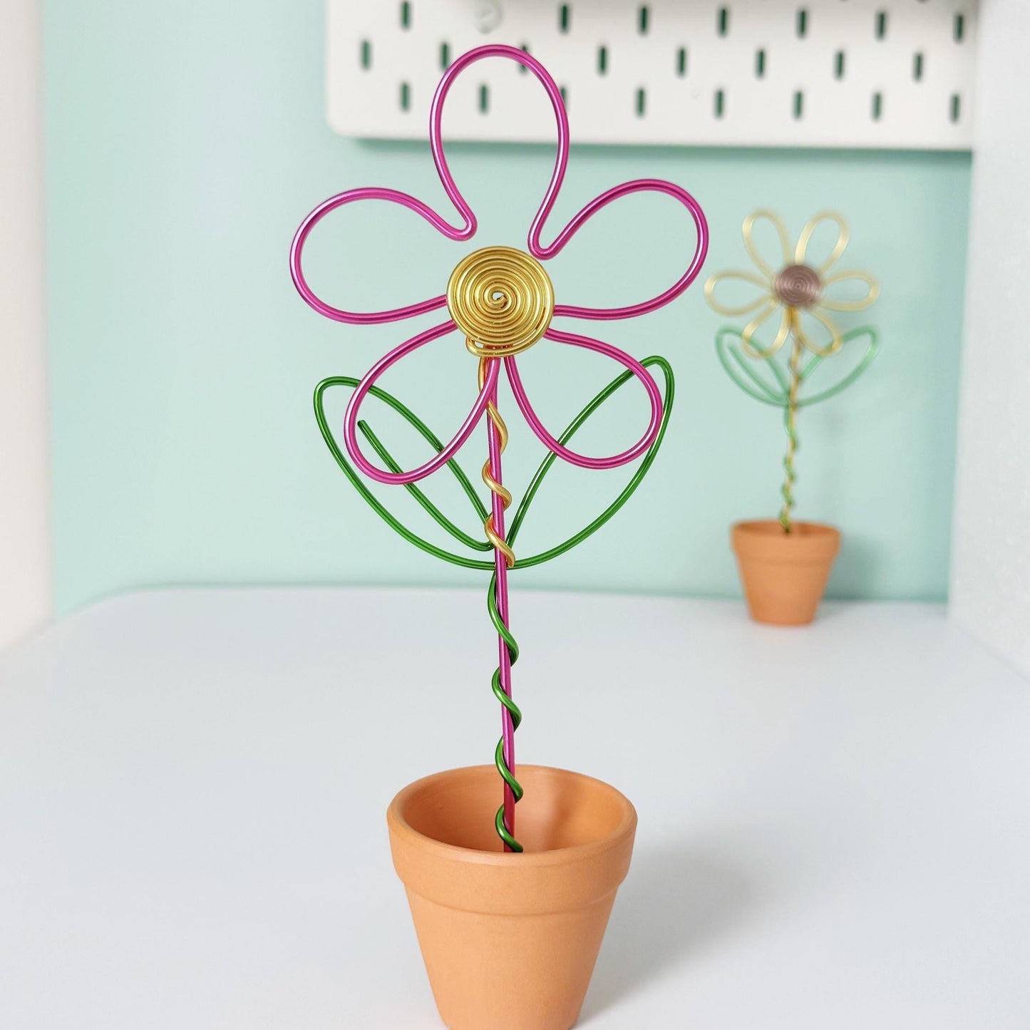 Pink Daisy in Terracotta Pot - Wire Forever Flowers - Teacher Gift - Flowers that last forever - Teacher thank you gift