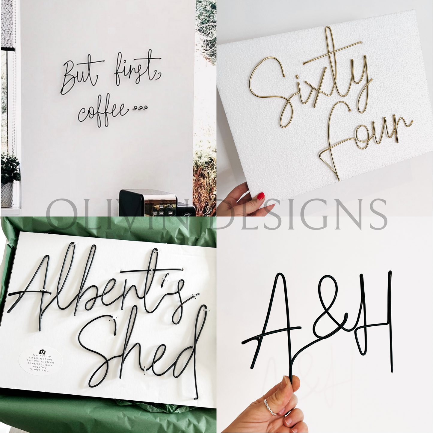 Custom Wire Words - Olive Font