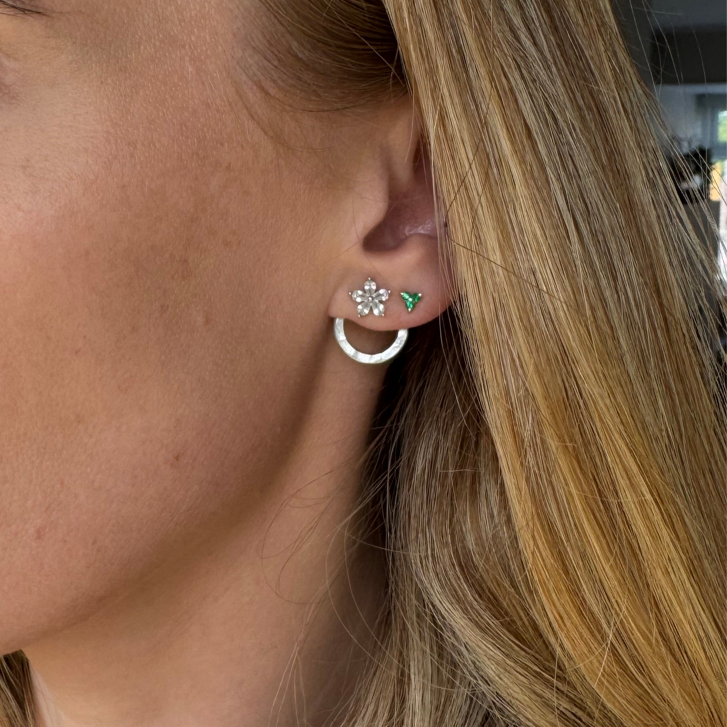 Mini Circle Ear Jacket Earrings