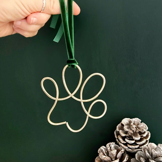 Paw Print Wire Christmas Tree Decoration, Pet Christmas Decoration