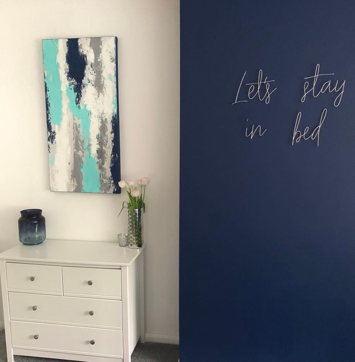 Let’s stay in bed - Wire Wall Art - Wire Words - Bedroom Sign