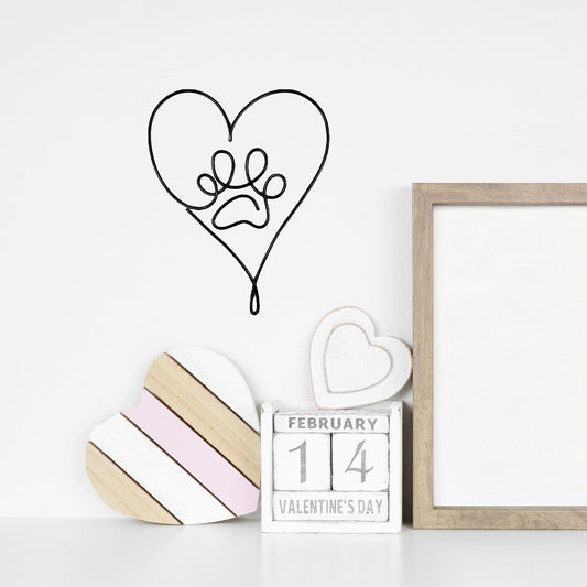 Pawprint Heart Wire Sign
