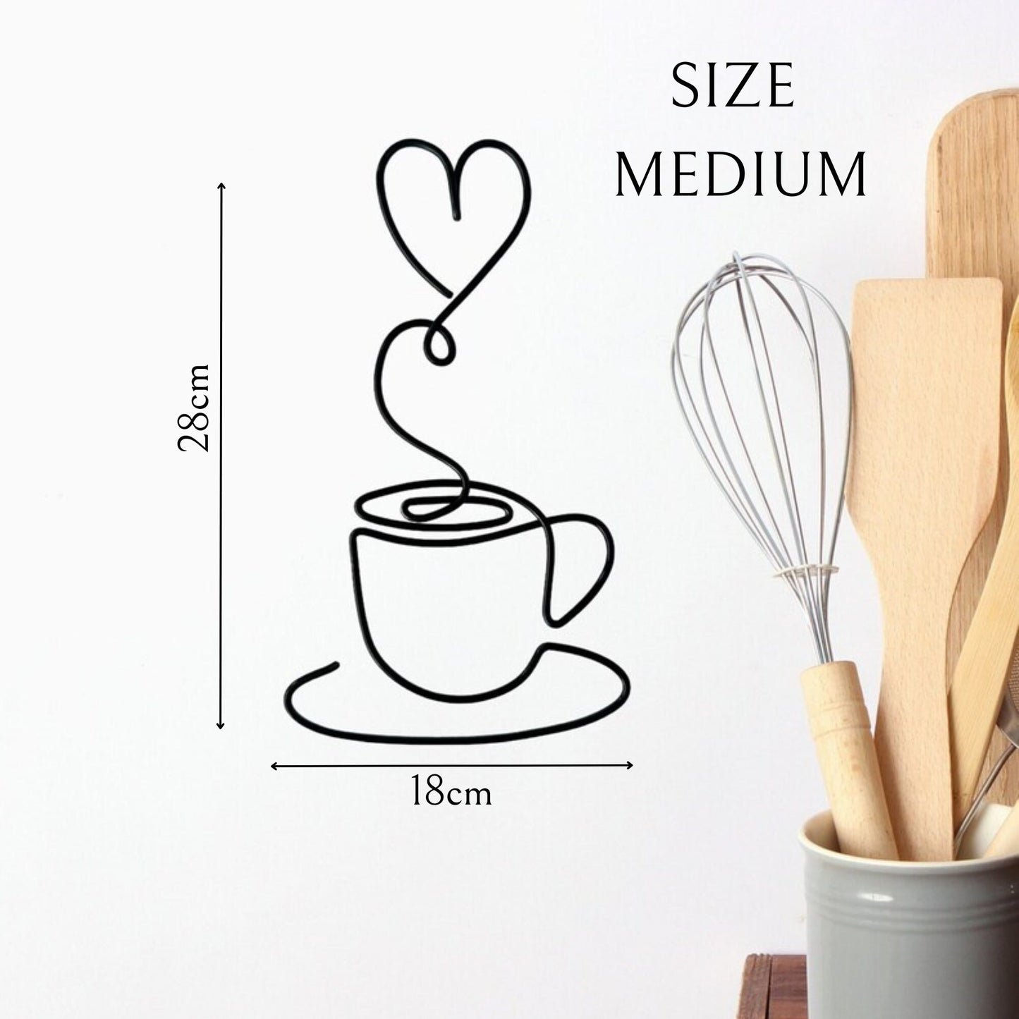 Wire Coffee Cup with Heart Sign Decoration