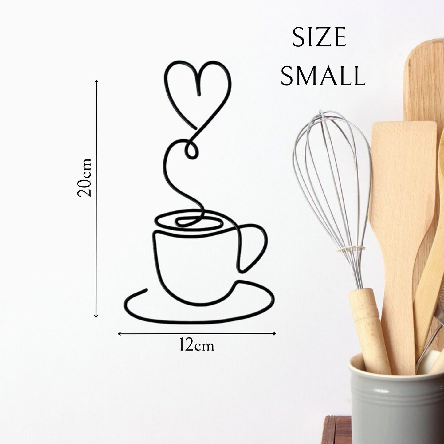 Wire Coffee Cup with Heart Sign Decoration