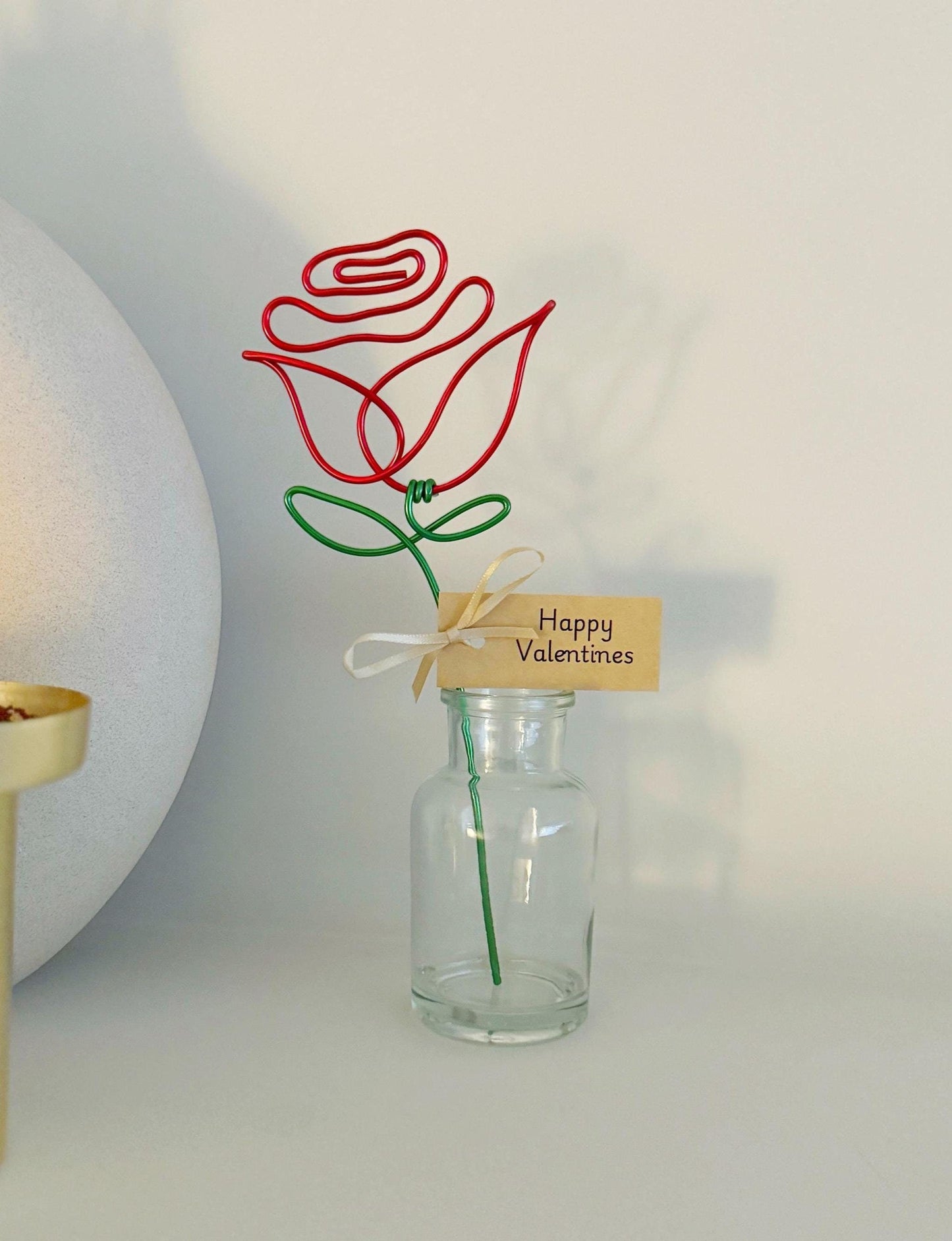 Wire Rose Flower Valentines Gift