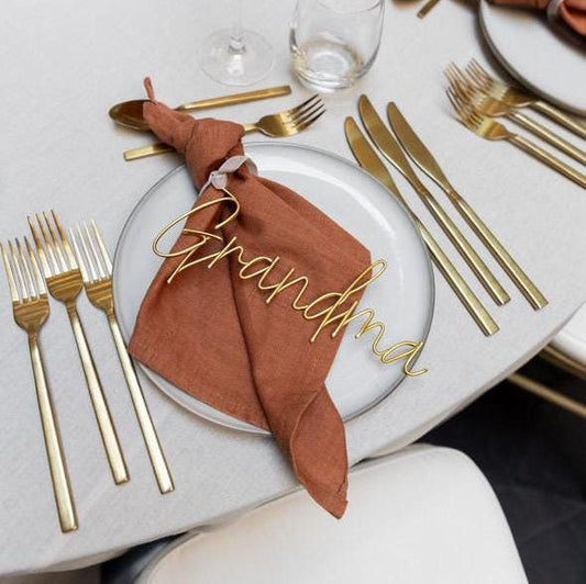 Wire Table Place Names With Ribbon
