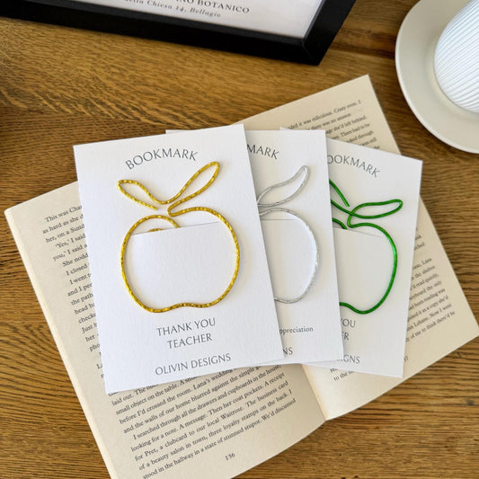 Apple Teacher Bookmark Hammered Wire