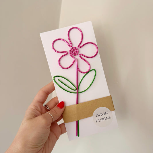 Pink Daisy Wire Flower - Forever Flowers - Teacher Gift - Gift For Her - Daisy Flower - Letterbox Flowers - Wire Flowers