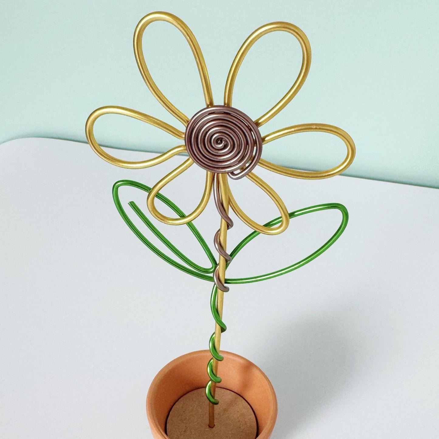 Wire Sunflower in Terracotta Pot - Forever Flowers - Teacher Gift - Flowers that last forever - Teacher appreciation gift