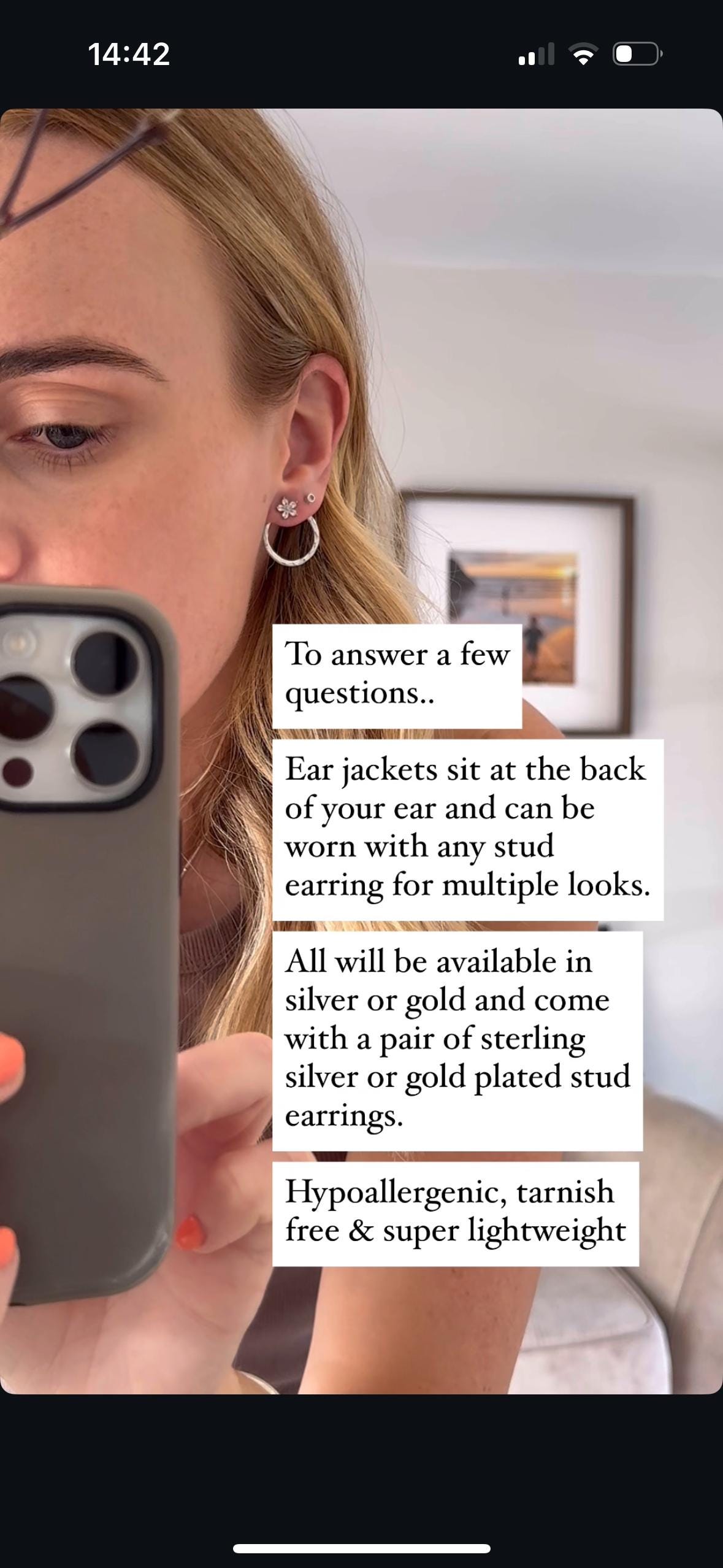 Drip Earring Jackets Handmade: Matched with Sterling Silver or 18K Gold Plated Studs