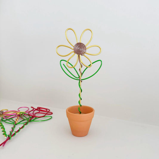 Wire Sunflower in Terracotta Pot - Forever Flowers - Teacher Gift - Flowers that last forever - Teacher appreciation gift