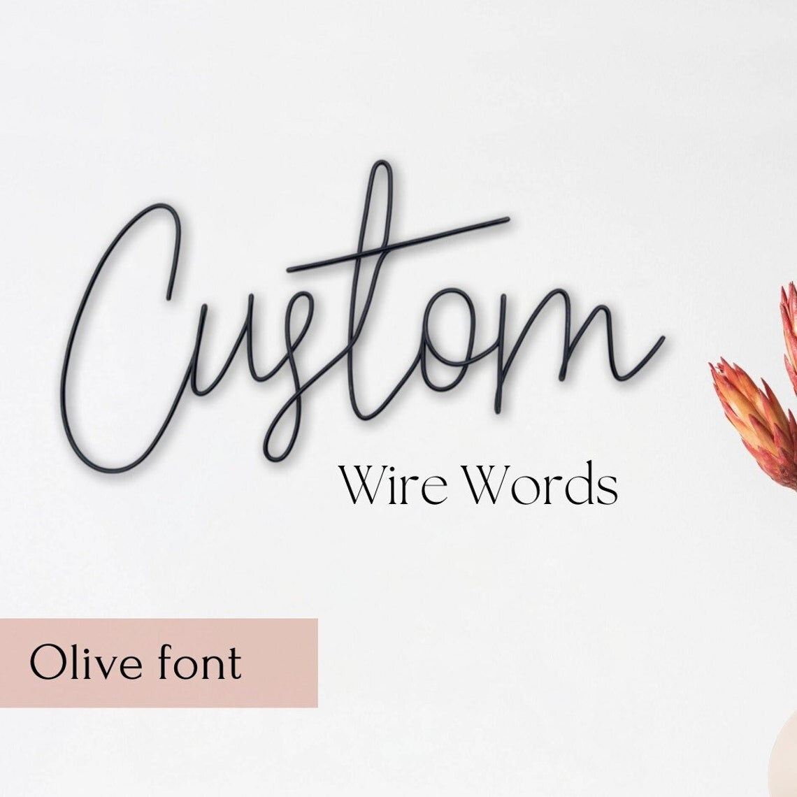 Custom Wire Words - Olive Font